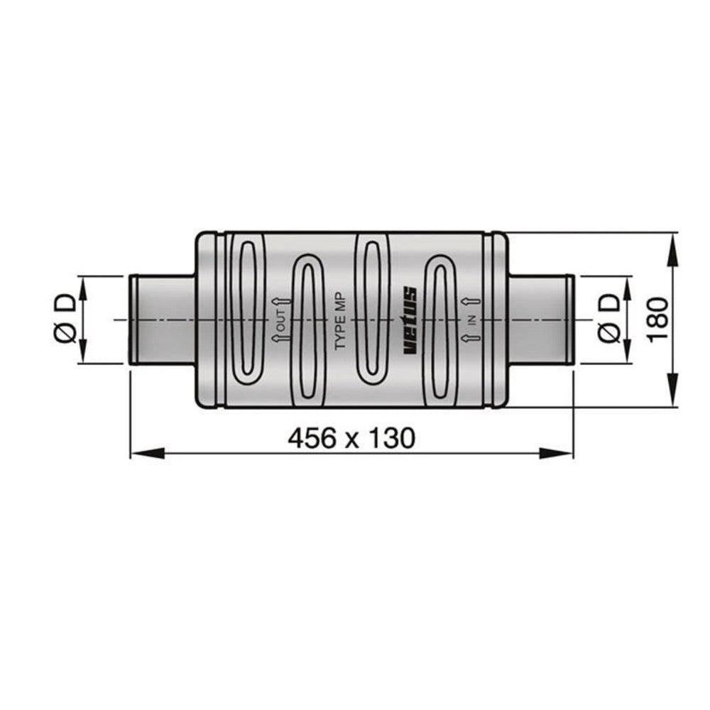 Vetus väljalaske summuti MP75, voolikule Ø 75 mm – DEMPMP75