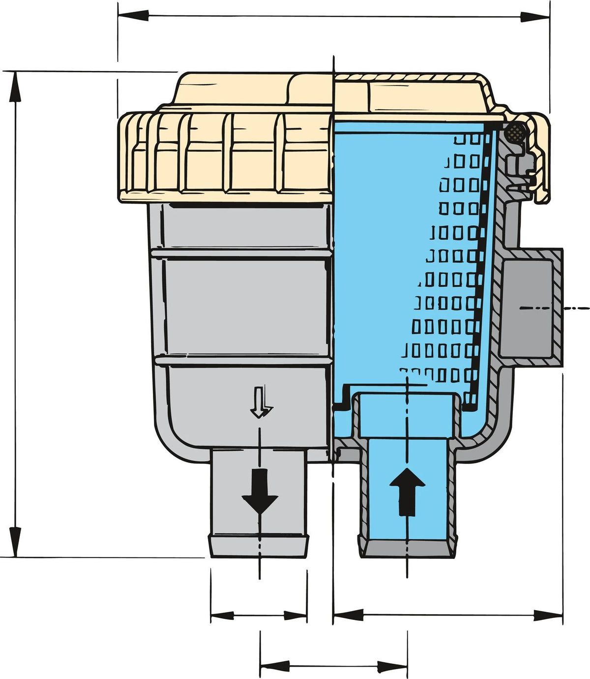 Vetus jahutusvee filter FTR330, voolikule Ø 25 mm – pilt 2