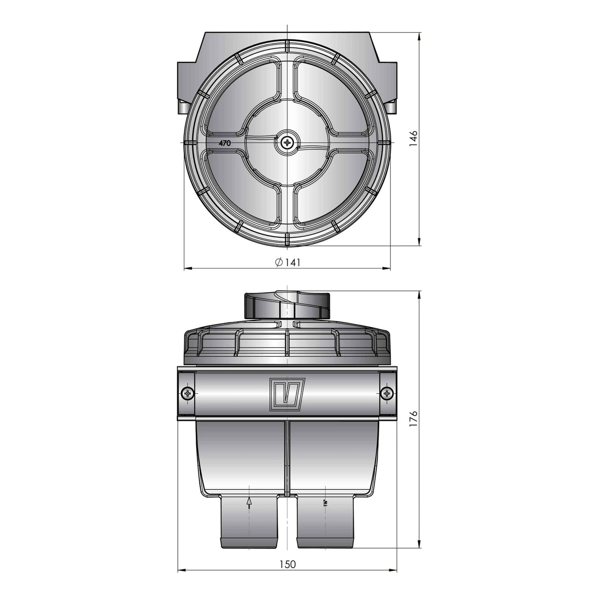 Vetus jahutusvee filter tüüp 470, voolikuühendus Ø 13 mm – FTR470/13