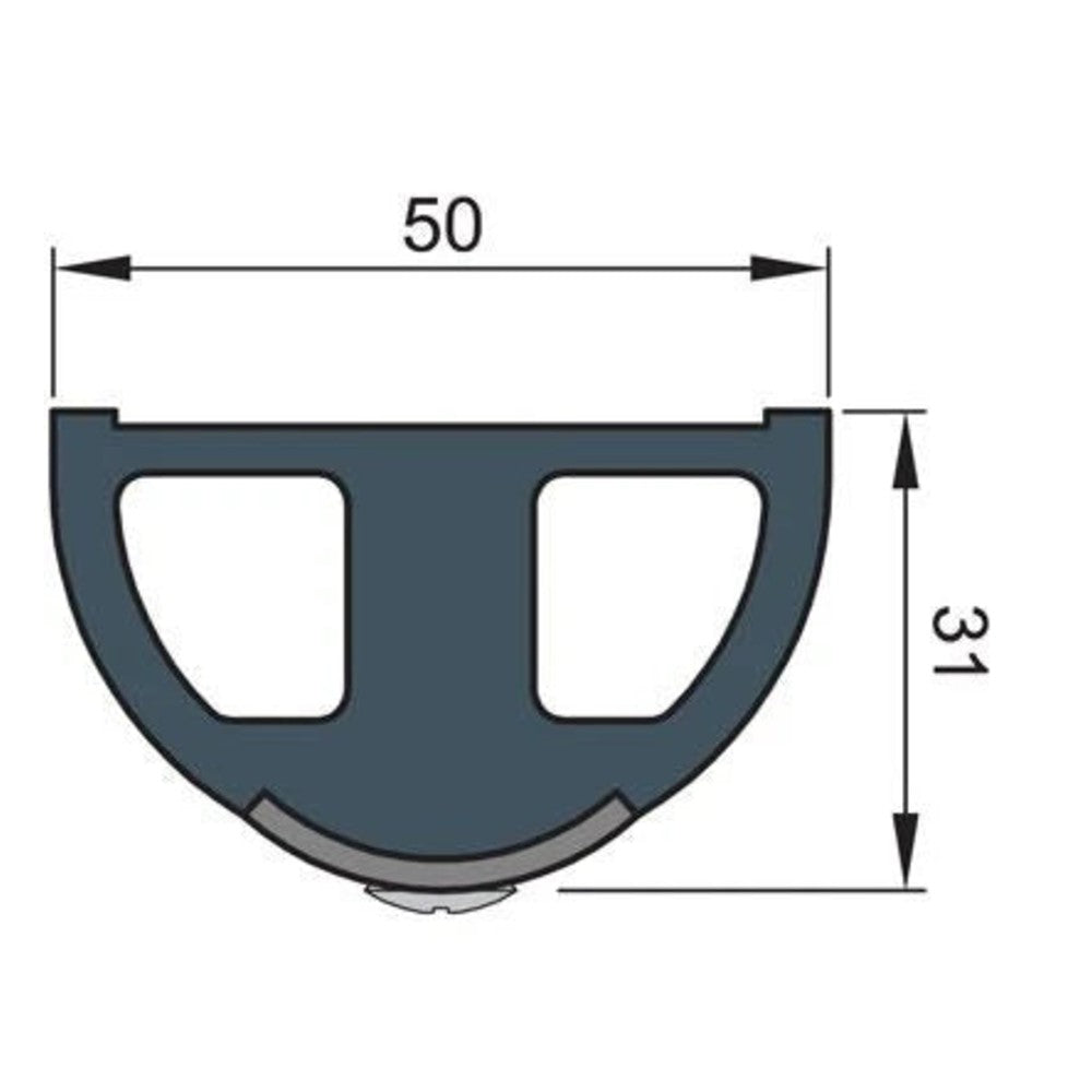 Vetus vinila aizsarglīste, tumši pelēka, HARO5S 50 x 34 mm, bez ieliktņa, rullis 20 m (cena par metru) – HARO5S – attēls 2