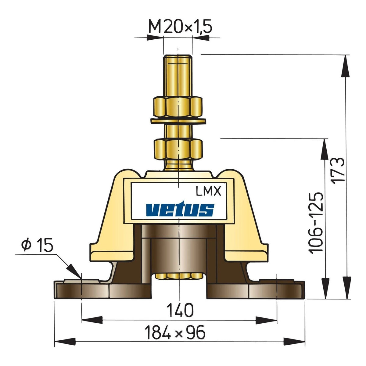 Vetus elastne mootoripadi LMX340 – LMX340