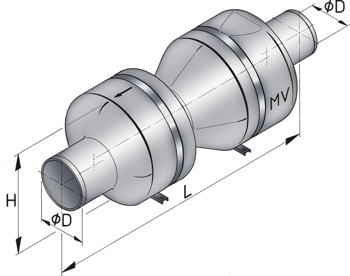 Vetus väljalaske summuti MV100, voolikule Ø 100 mm – pilt 2