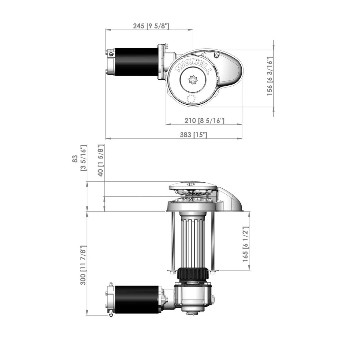 Maxwell vertikālā enkura vinča RC8-6, 12 V, 600 W, 165TDC CW tikai ķēdes zvaigzne – P102554 – attēls 3