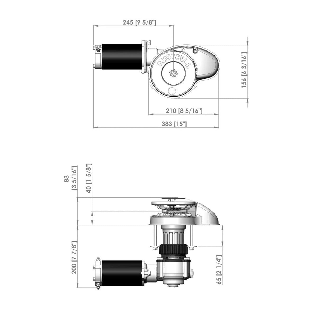 Maxwell vertikālā enkura vinča RC8-6, 24 V, 600 W, 165TDC CW tikai ķēdes zvaigzne – P102555 – attēls 4