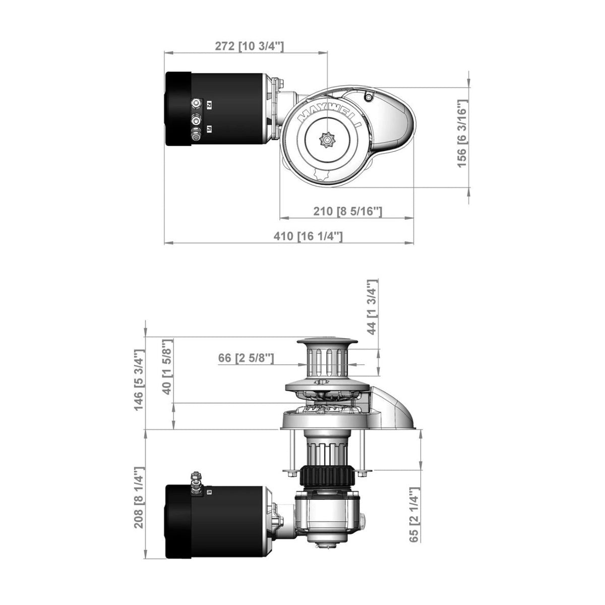 Maxwell vertikaalne ankruvints RC8-8, 24 V, 1000 W, 65TDC CW ketiratas + spill – P102561