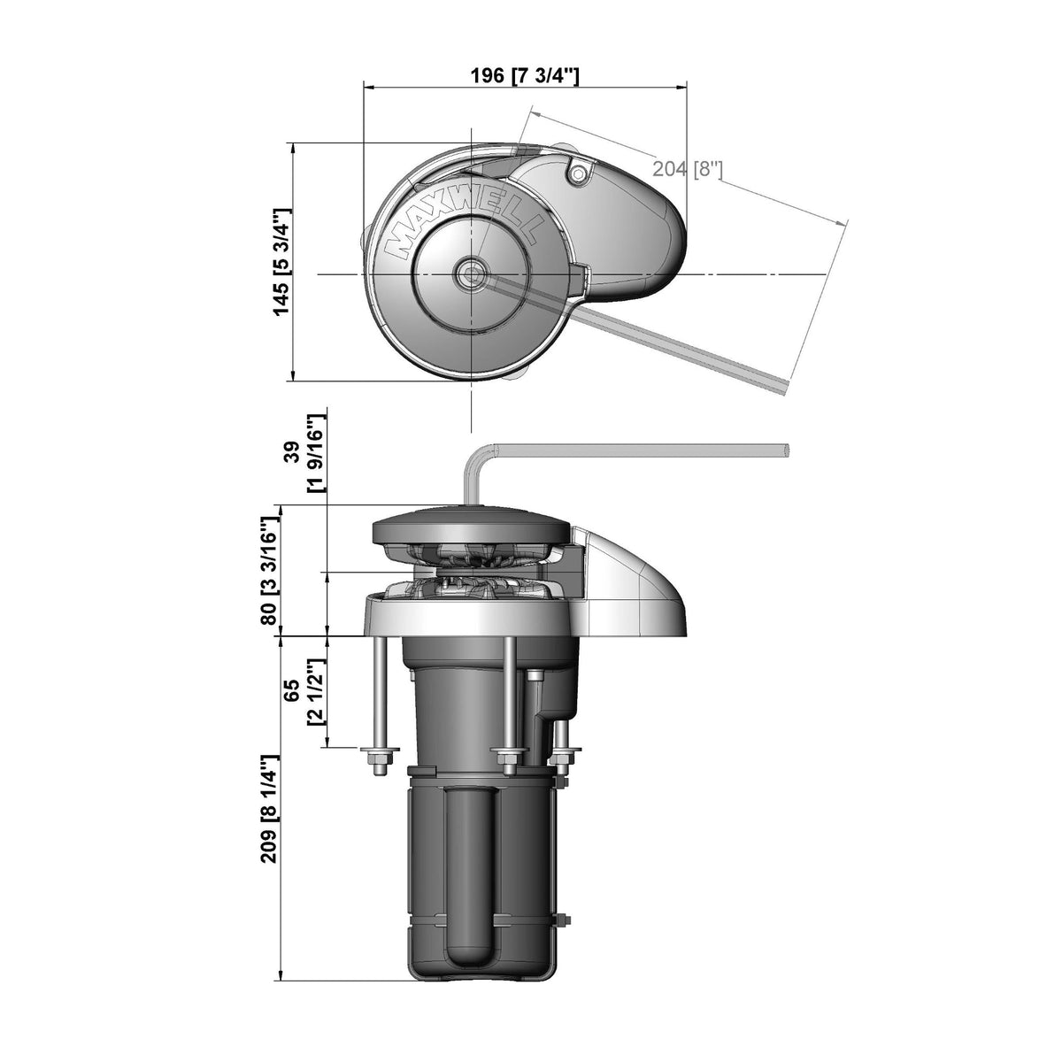 Maxwell vertikaalne ankruvints RC6, 12 V, 500 W CW – P102569