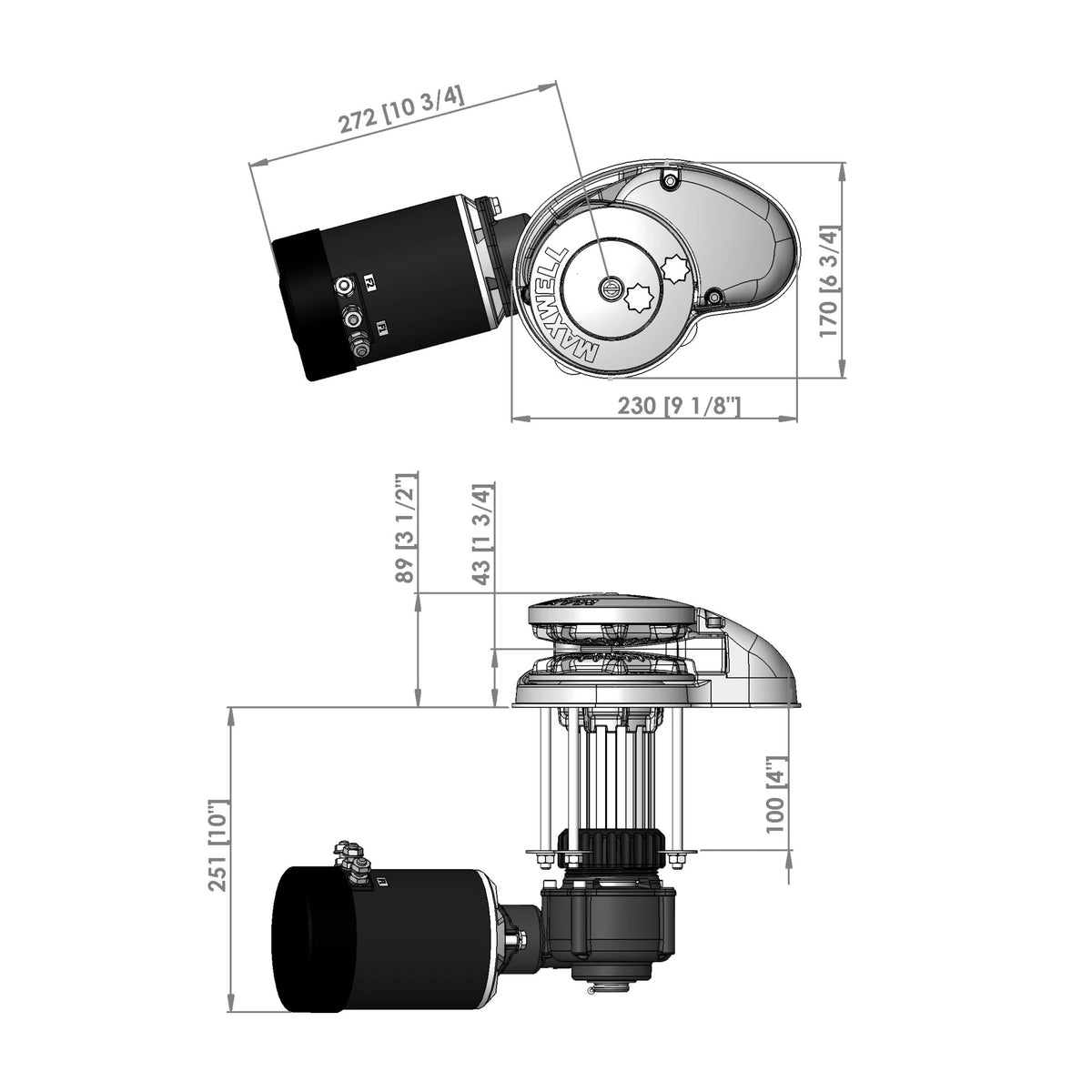 Maxwell vertikaalne ankruvints RC10-10, 12 V, 1200 W, 100TDC CW ainult ketiratas – P102575