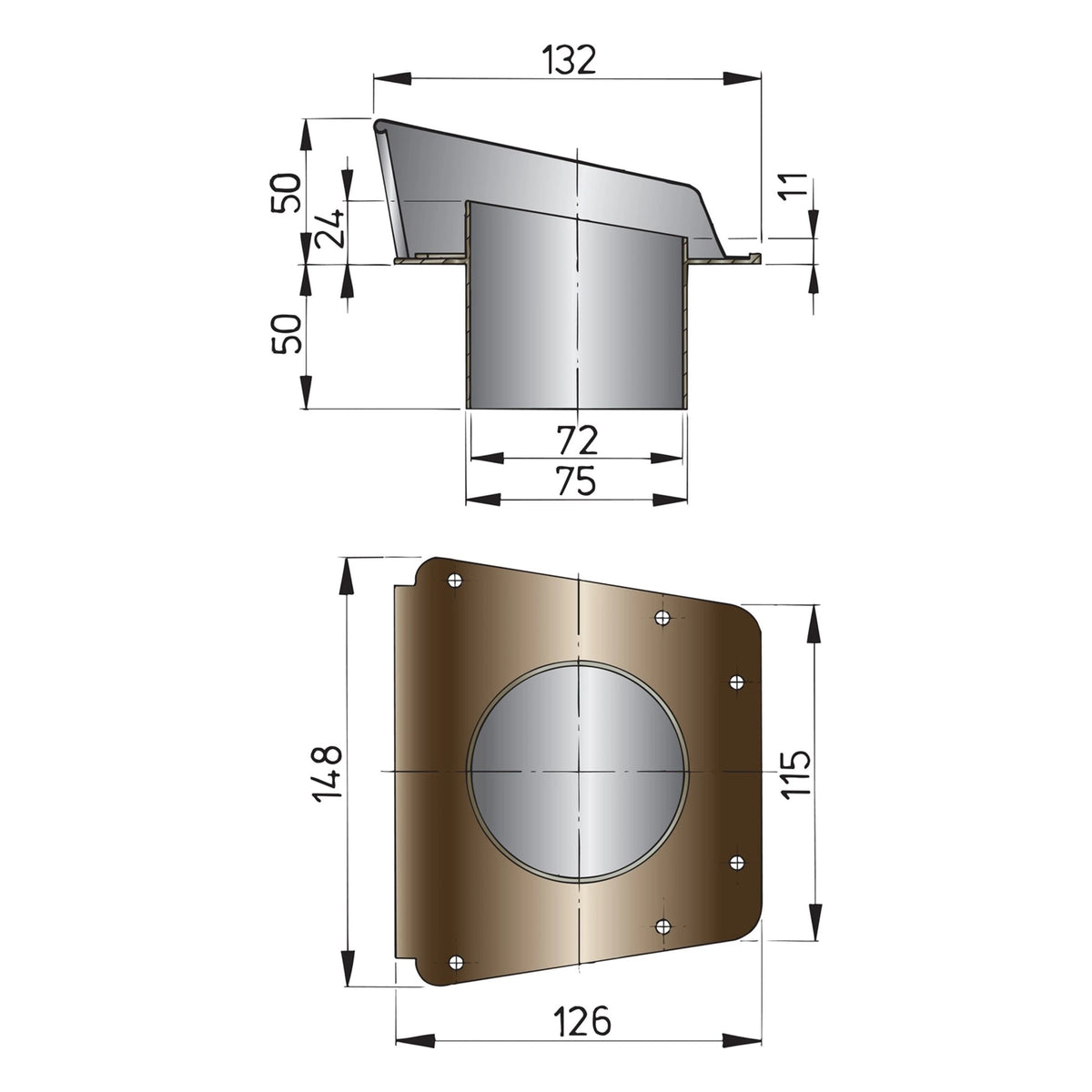 Vetus apvalka ventilators Scirocco (ar plastmasas pamatnes plāksni) – SCIROCCO – attēls 2