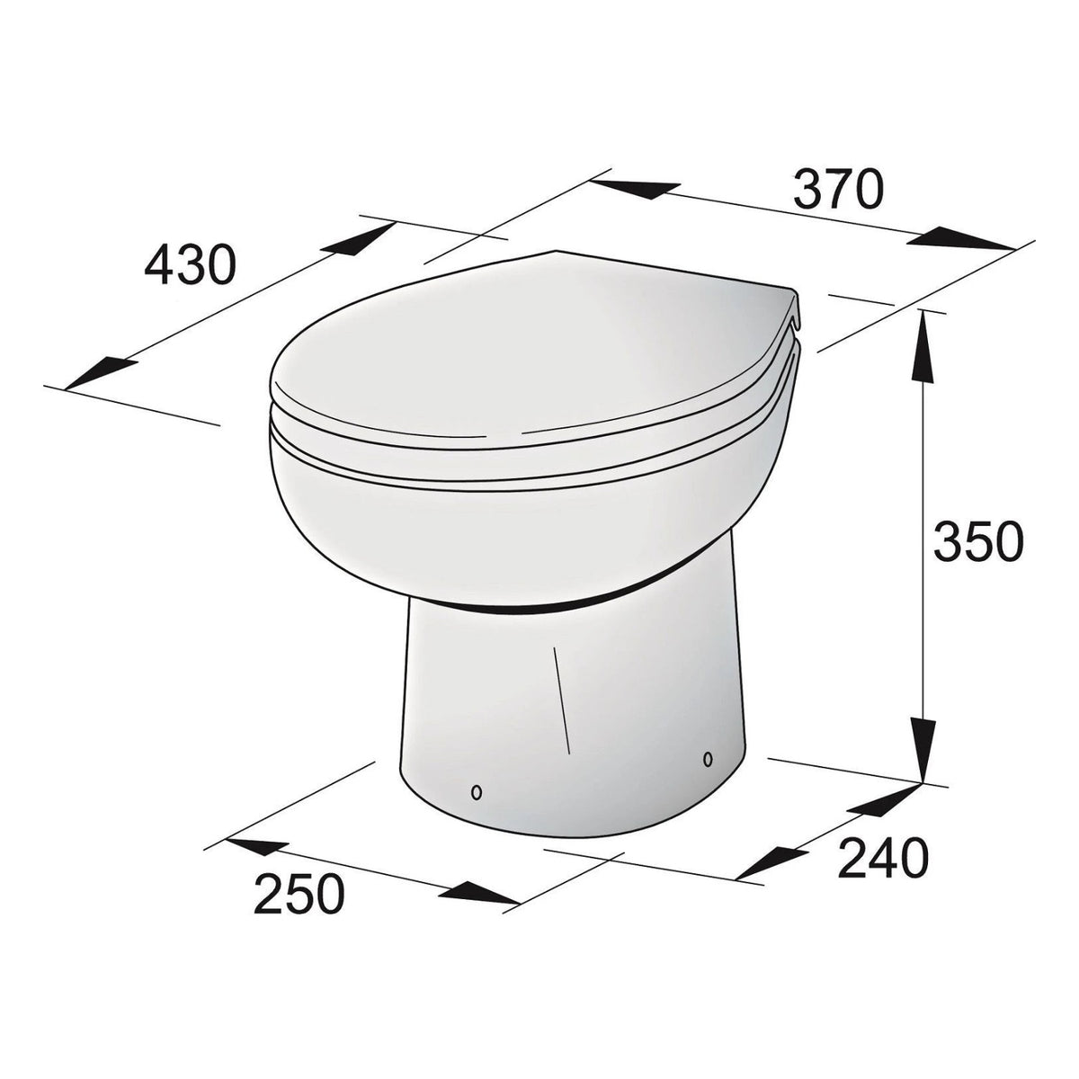 Vetus tualett WCP, 12 V, elektroonilise juhtpaneeliga – WCP12