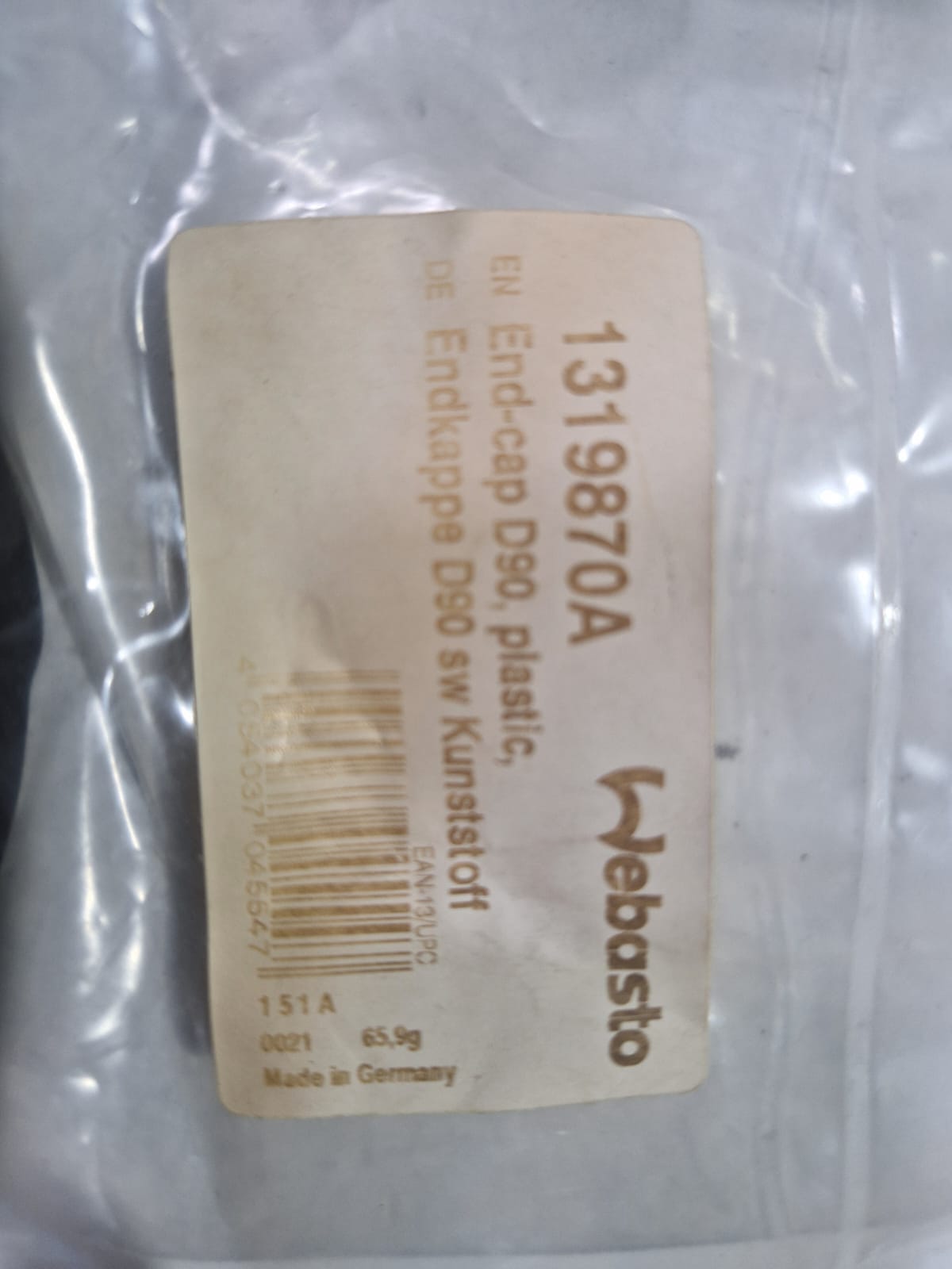 Webasto 1319870A gala aizbāznis D90