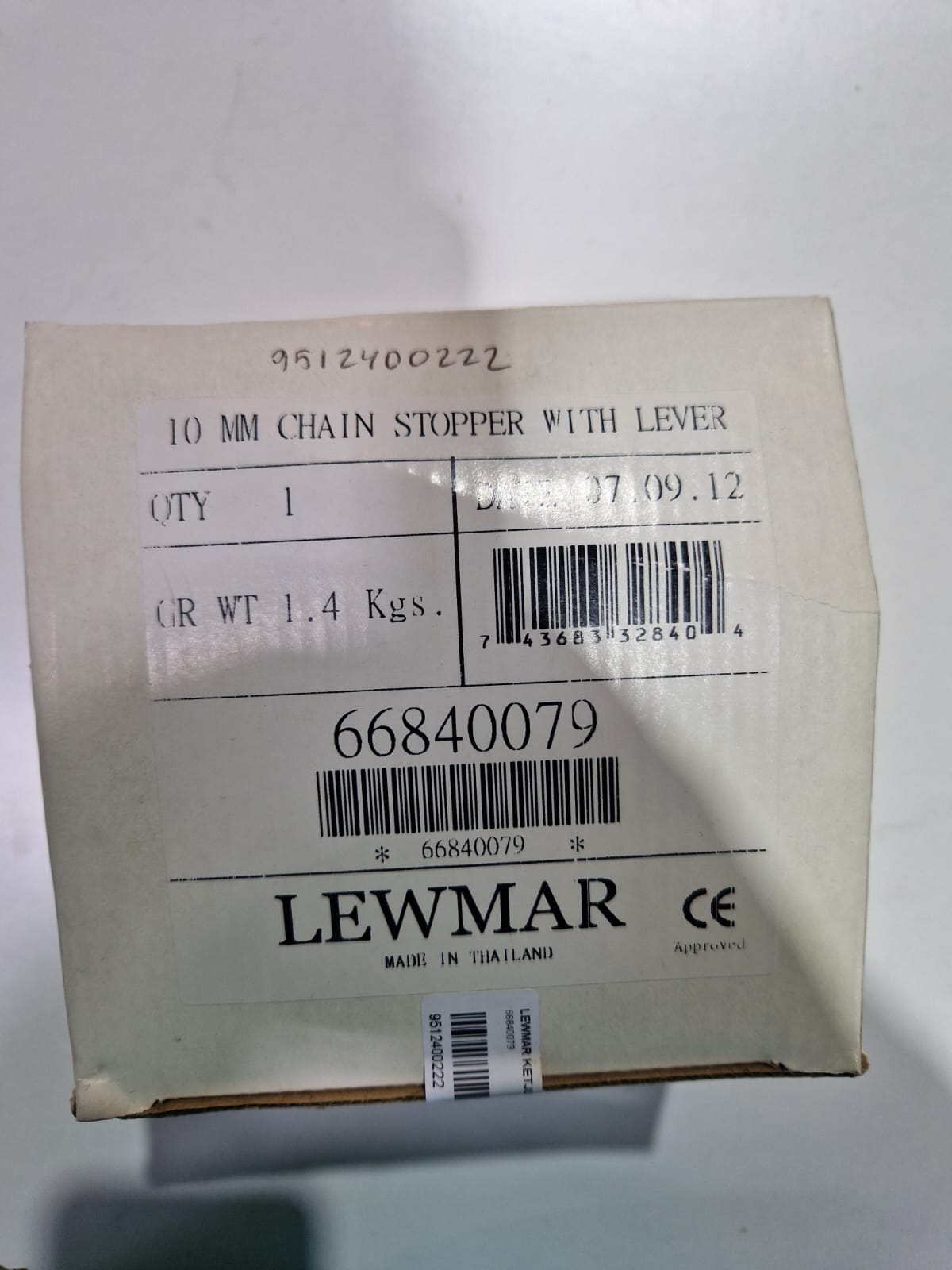 Lewmar 10 mm ketistopper hoovaga