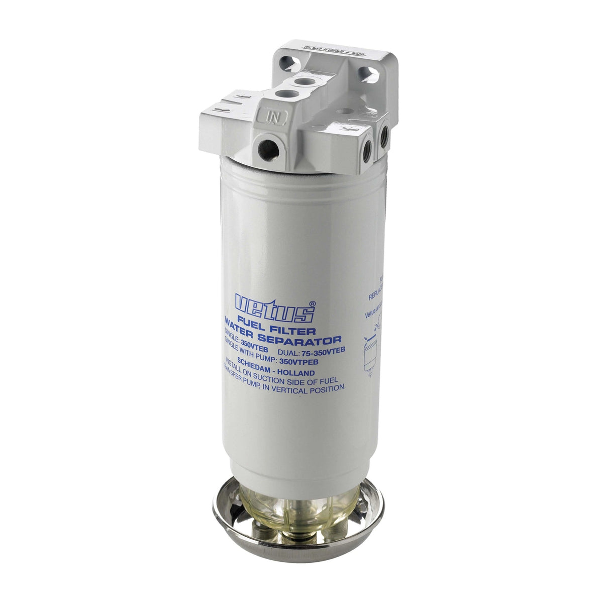 Vetus veeseparaator/kütusefilter CE/ABYC, üksik, 10 mikronit, max 460 l/h – 350VTEB