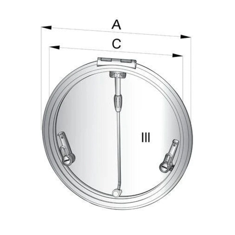 Vetus Altus apaļa ieejas lūka, tips R520 (izgriezums Ø 518 mm) – ALTR520SL – attēls 4