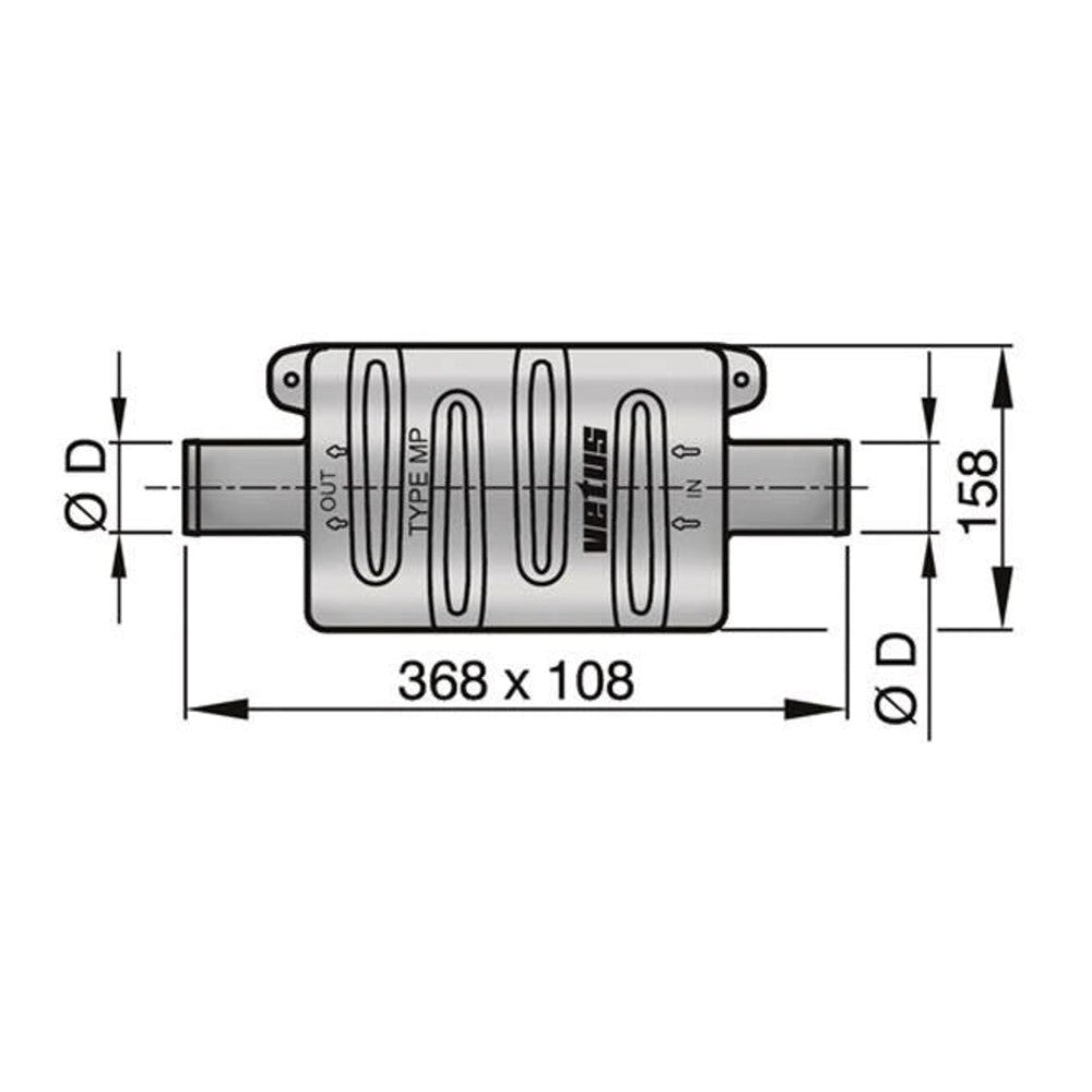Vetus väljalaske summuti MP60, voolikule Ø 60 mm – DEMPMP60