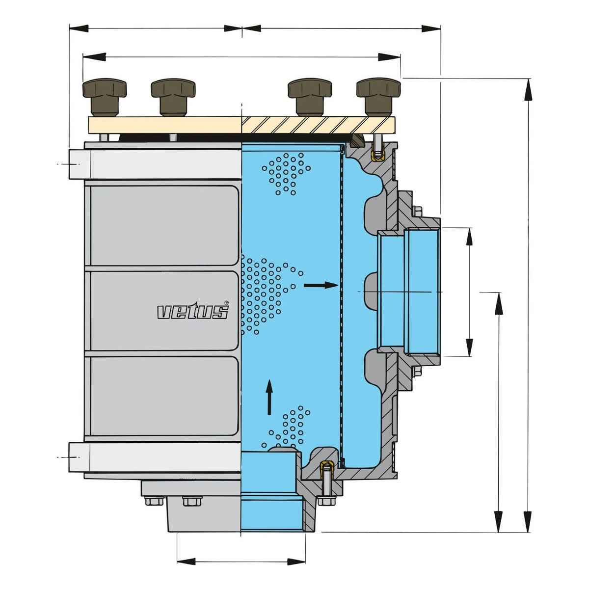 Vetus jahutusvee filter tüüp 1900, keere G3, voolikuühendus Ø 76 mm – FTR190076