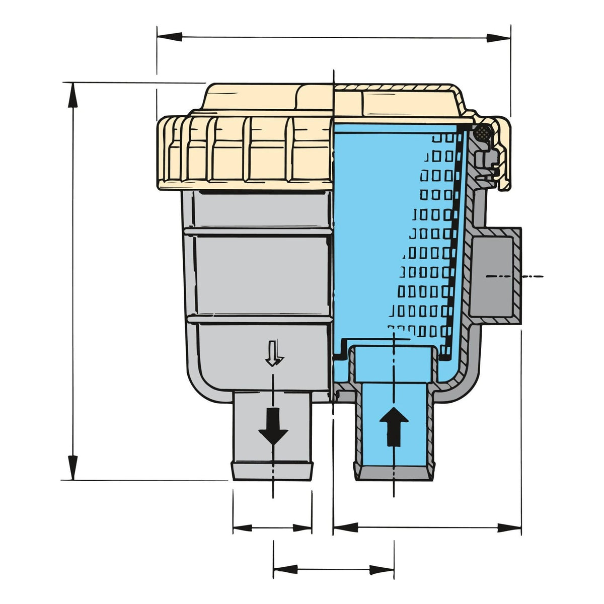 Vetus jahutusvee filter tüüp 330, voolikuühendus Ø 38 mm – FTR330/38