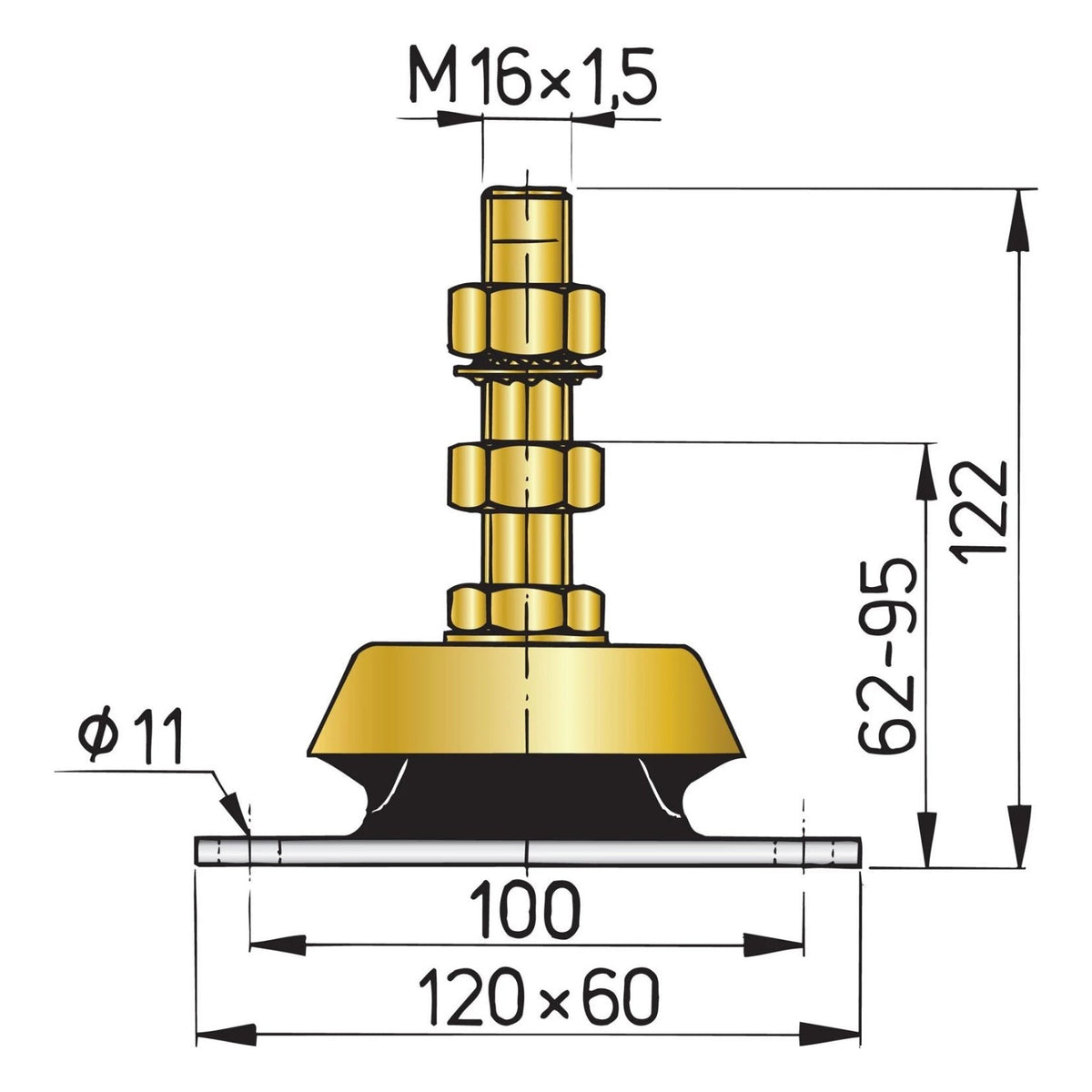 Vetus elastne mootoripadi K100V – KSTEUN100V