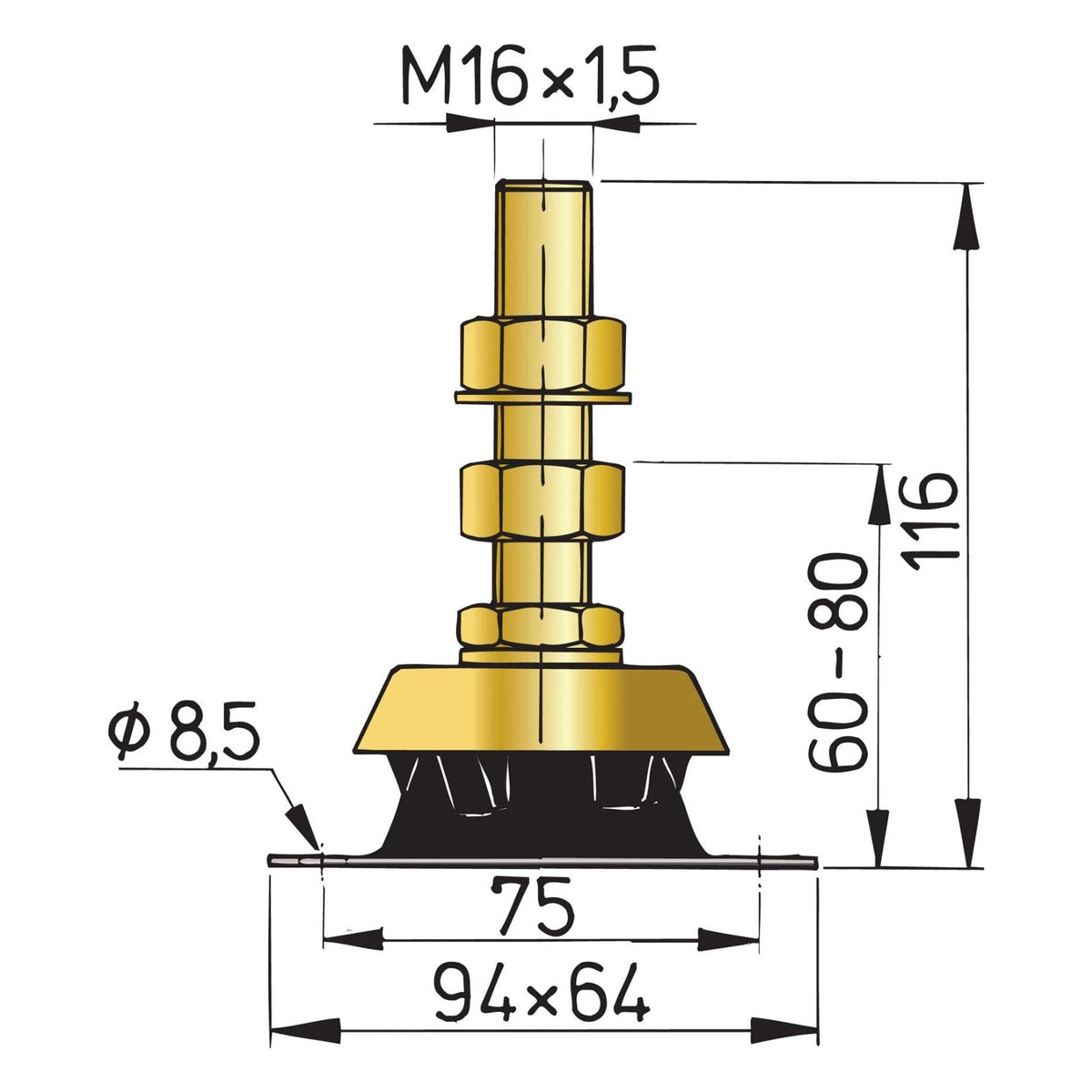 Vetus elastne mootoripadi K25V – KSTEUN25V