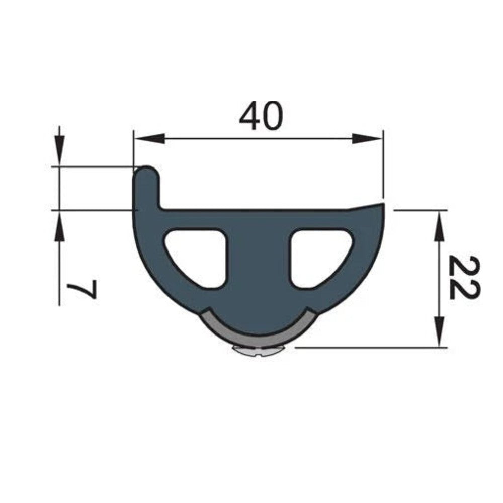 Vetus vinüülist põrkeliist, valge, POLY4S 40 x 31 mm, ilma sisendita, rull 20 m (hind meetri kohta) – POLY4SW