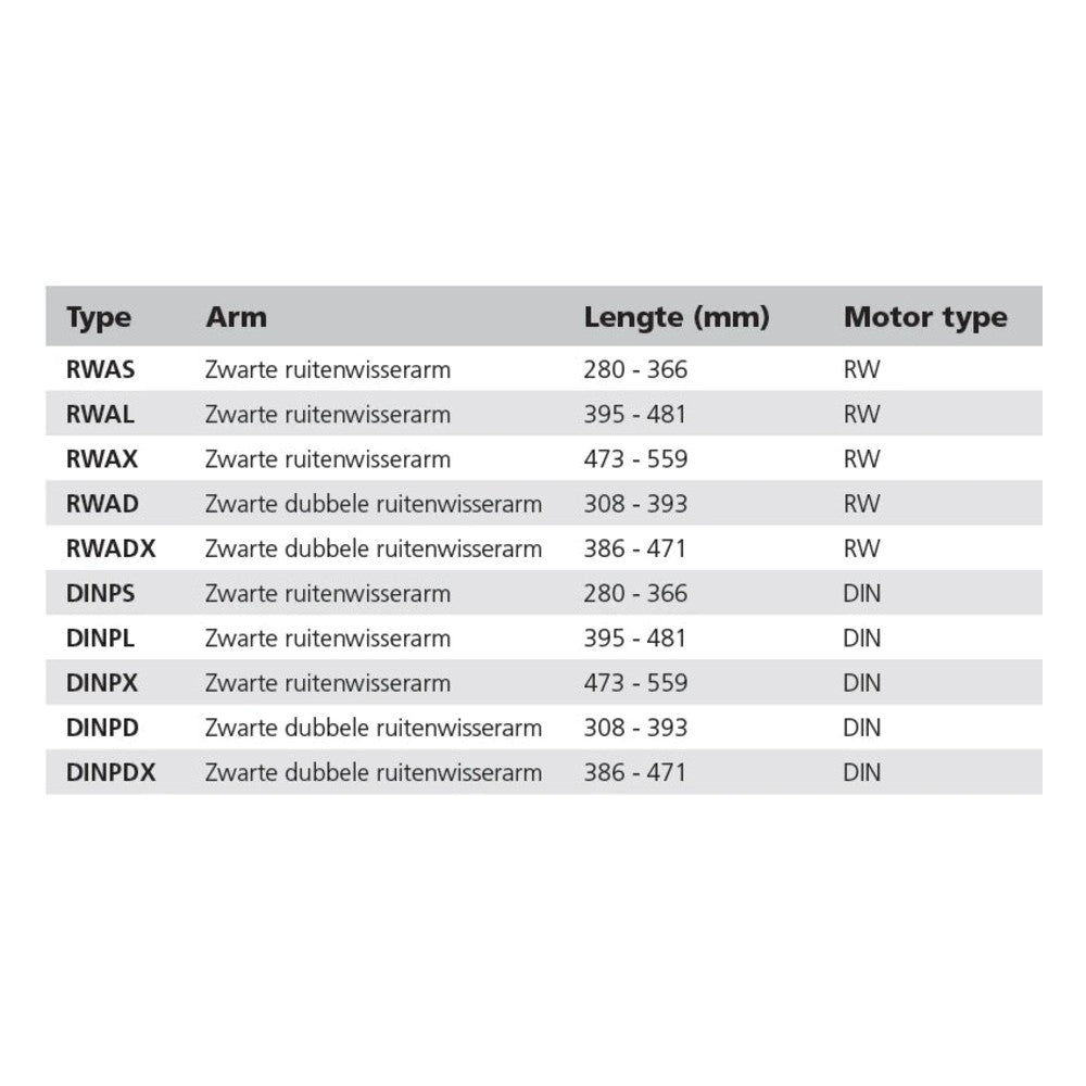 Vetus klaasipuhasti paralleelharja hoova komplekt, must, L = 386–471 mm, komplektne (VETUS RWS klaasipuhastimootoritele) – RWADX