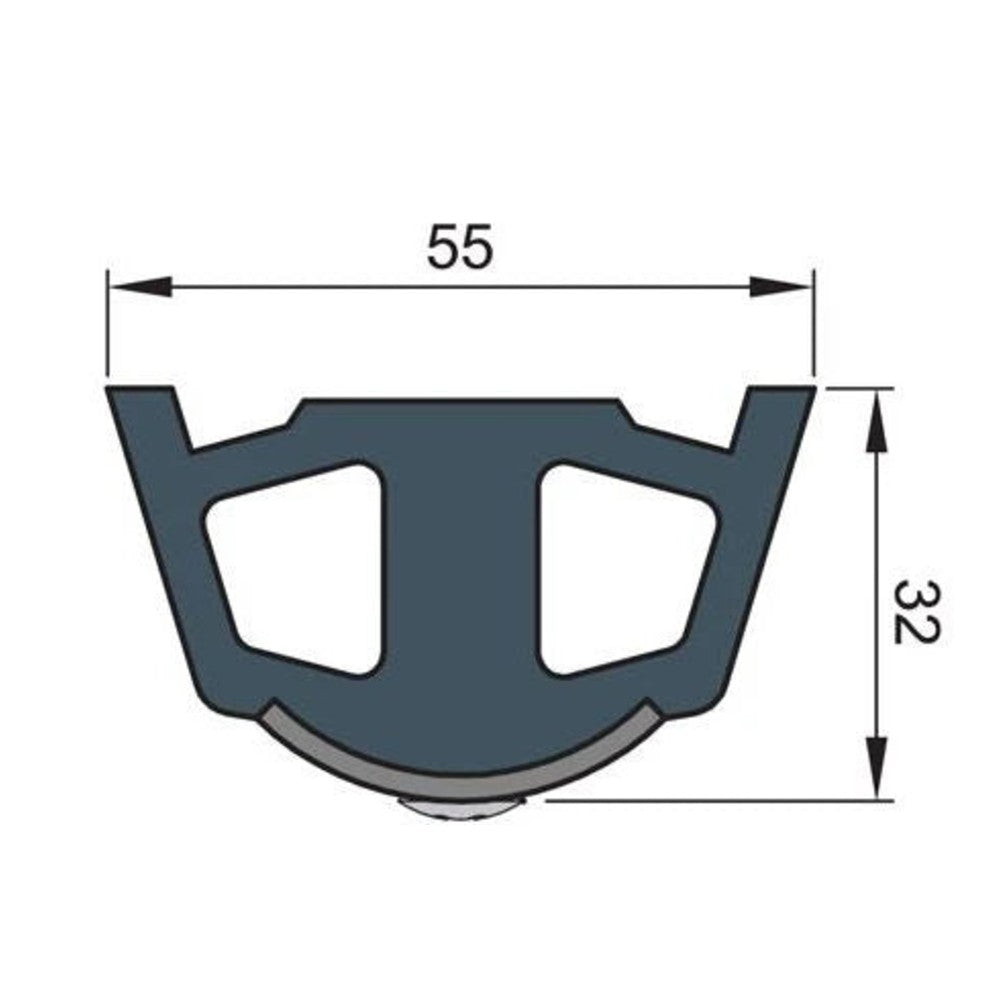 Vetus vinüülist põrkeliist, valge, TRAP5S 55 x 34 mm, ilma sisendita, rull 30 m (hind meetri kohta) – TRAP5SWL