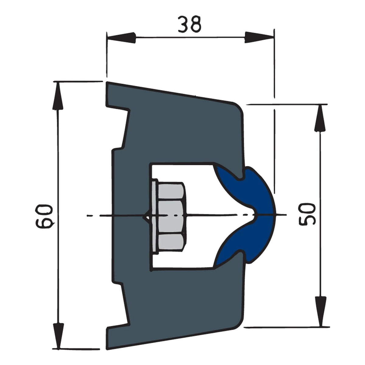 Vetus vinüülist põrkeliist, valge, TRAP 60 x 38 mm, rull 20 m (hind meetri kohta) – TRAP60W
