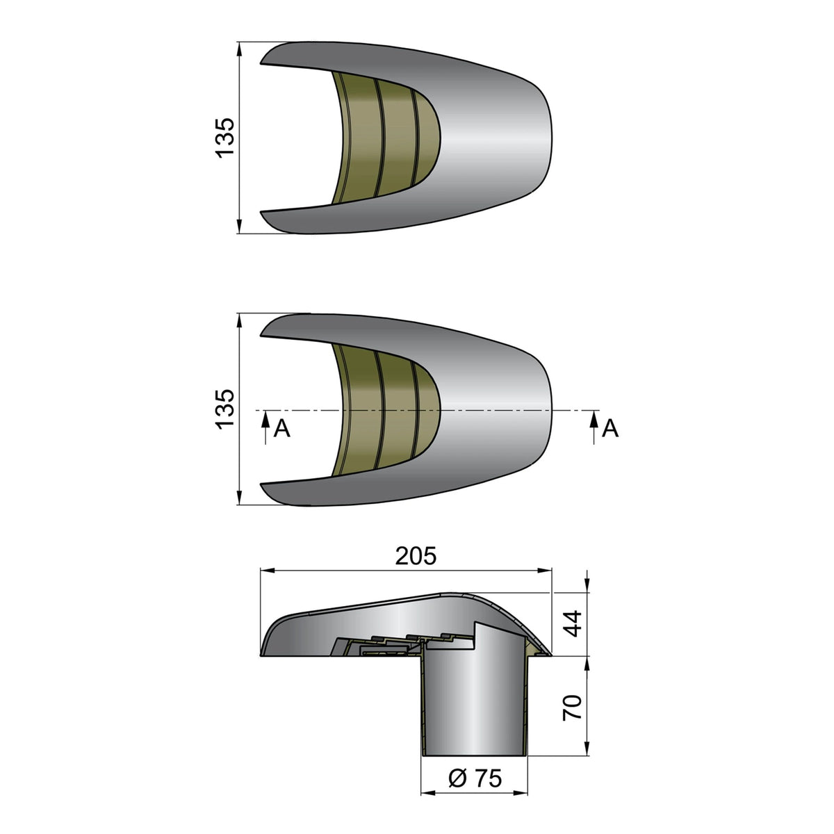 Vetus apvalka ventilators Typhoon Ø 75 mm – TYP75 – attēls 3