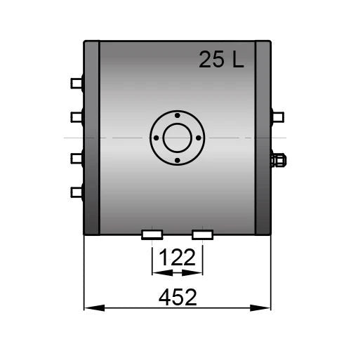 Vetus boiler kahe soojusvahetiga, 25 l, koos paigalduskomplekti ja 230 V/1500 W kütteelemendiga – WHT025